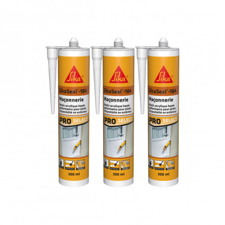 Lot de 3 mastics acrylique SIKA SikaSeal-184 Maçonnerie - Beige - 300ml