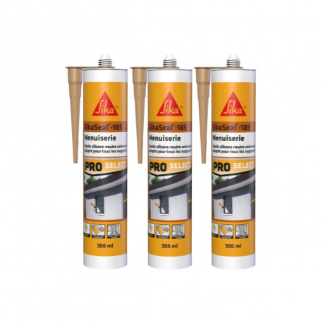 Lot de 3 mastics silicone SIKA Sikaseal-185 Menuiserie - Beige pierre - 300ml