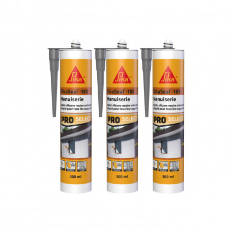 Lot de 3 mastics silicone SIKA Sikaseal-185 Menuiserie - Gris - 300ml