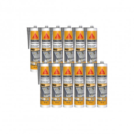 Lot de 12 mastics butyl SIKA Sikaseal-189 Toiture & Gouttière - Gris - 310ml