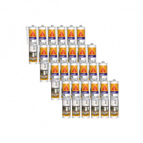 Lot de 24 mastics silicone SIKA SikaSeal 110 Menuiserie & Vitrage - Blanc PVC - 300ml