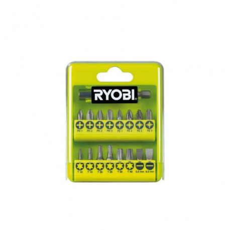 Coffret RYOBI 17 accessoires de vissage philips - plat - pozidriv - torx RAK17SD