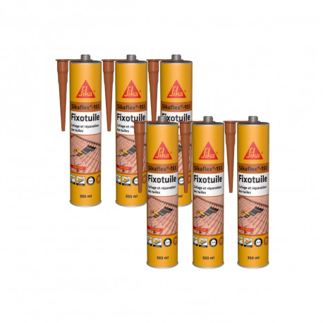 Lot de 6 mastics colle souple SIKA Sika Fixotuile - Terre cuite - 300ml