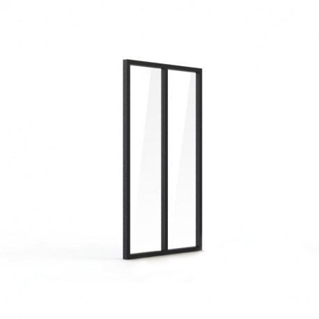 Verrière d'intérieur en aluminium - 2 vitrages - Noir sablé - 71 x 123 cm