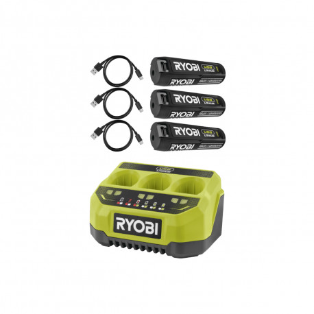 Pack RYOBI 4V Chargeur séquentiel 3 ports - 2,0Ah - 3 batteries 2,0Ah