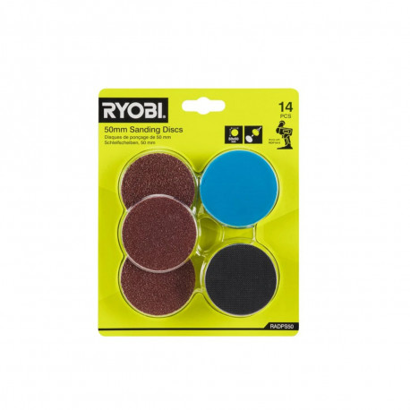 Lot de 14 disques de ponçage RYOBI pour polisseuse RDP18 - RADPS50