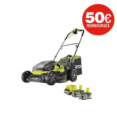 Tondeuse RYOBI 18V LithiumPlusBrushless coupe 37cm - 1 batterie 5,0 Ah - 1 chargeur rapide - RY18LMX37A-150