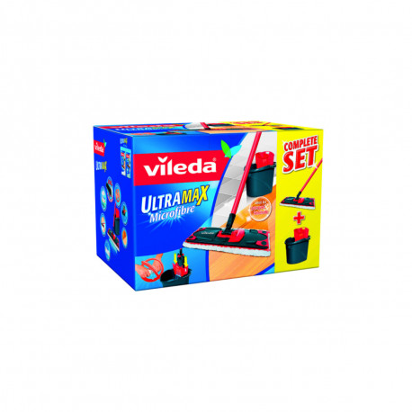 Pack Ultramax VILEDA Serpillère microfibres 2-en-1 et son Seau-essoreur