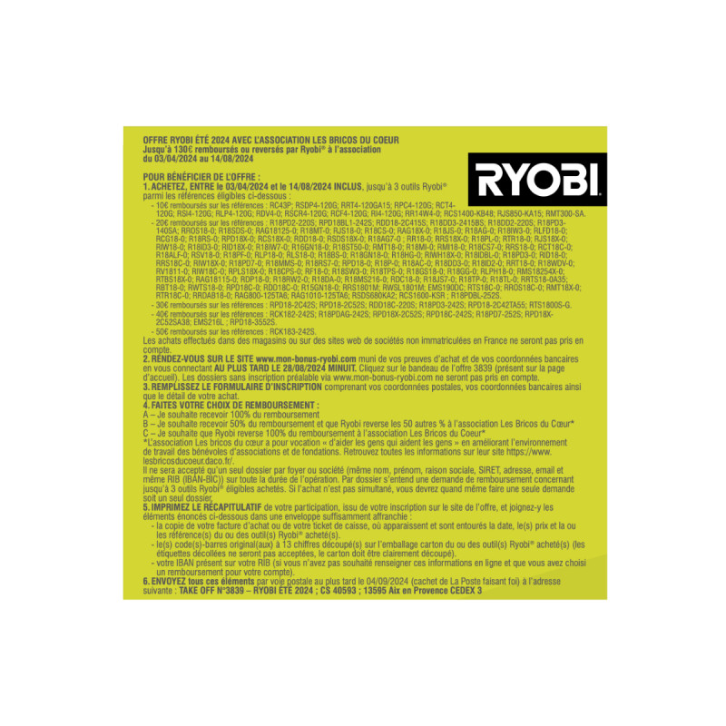 Mini-scie 4V USB RYOBI RCT4-0 - Lame 38mm Incluse - Pour Carton, Cuir, Moquette - Sans Batterie