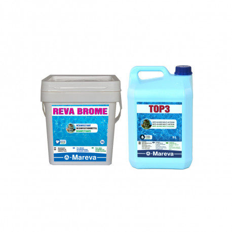 Pack MAREVA - Pastilles de brome - 5kg - Top 3 Anti-algues multi-actions MAREVA - 5L