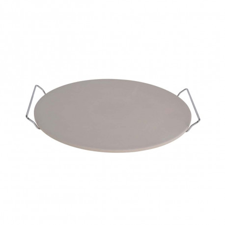 Pierre à pizza avec anses pour barbecue - Métal - Diamètre 33 cm