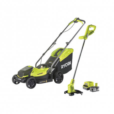 Tondeuse poussée RYOBI 18V One+ RLM18X33B40 - Batterie 4.0Ah - Chargeur - Coupe-bordures OLT1825M OFFERT