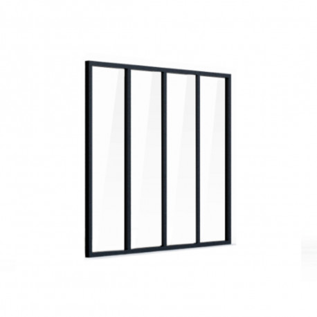 Verrière d'intérieur en aluminium - 4 vitrages - Noir - 139 x 123 cm