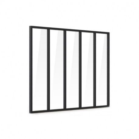 Verrière d'intérieur en aluminium - 5 vitrages - Noir sablé - 173 x 123 cm