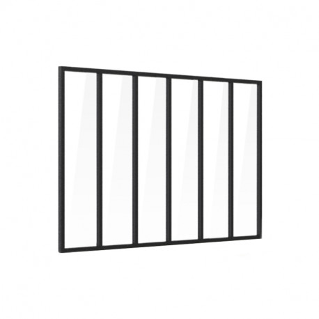 Verrière d'intérieur en aluminium VERREA - 6 vitrages - Noir sablé - 207 x 123 cm