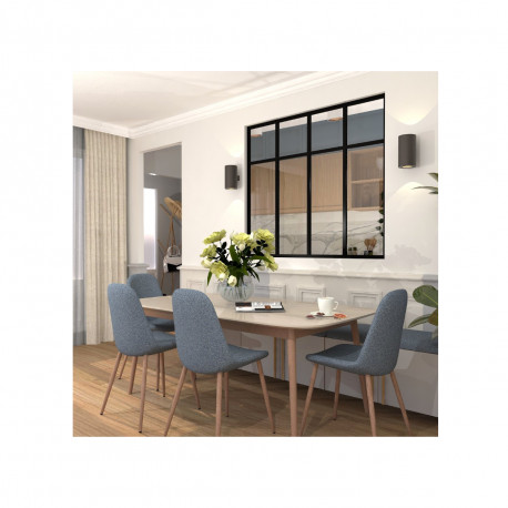 Verrière d'intérieur en aluminium - 4 vitrages avec traverses décoratives - Noir - 139 x 123 cm