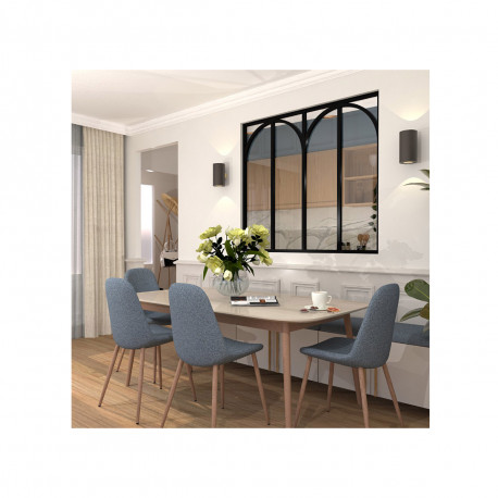 Verrière d'intérieur en aluminium - 4 vitrages avec arches décoratives - Noir - 139 x 123 cm