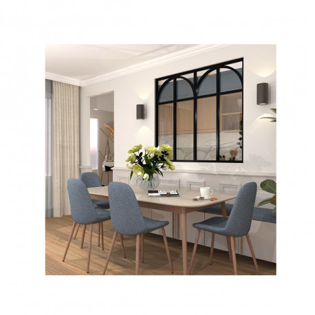 Verrière d'intérieur en aluminium - 4 vitrages avec 4 arches et 4 traverses - Noir - 139 x 123 cm