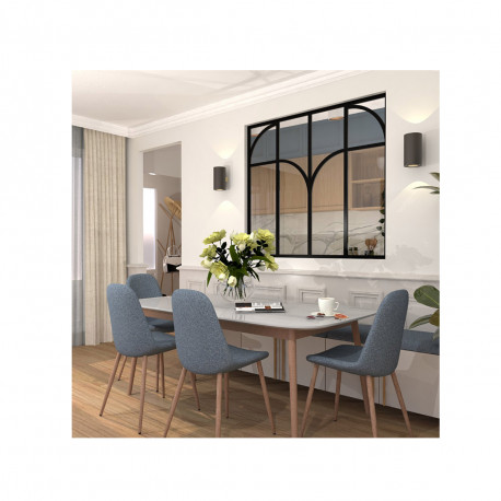 Verrière d'intérieur en aluminium - 4 vitrages avec 4 arches et 2 traverses - Noir - 139 x 123 cm