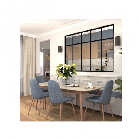 Verrière d'intérieur en aluminium - 5 vitrages - Noir sablé - 173 x 123 cm