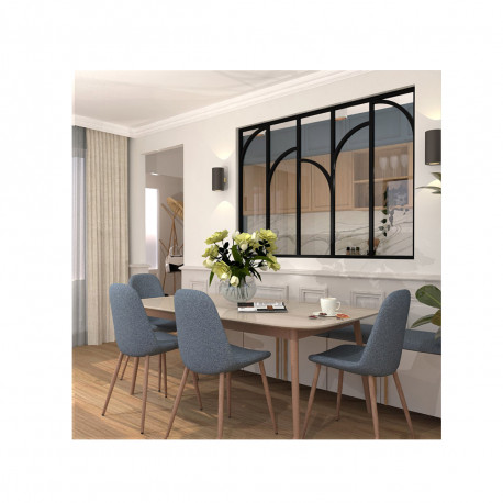 Verrière d'intérieur en aluminium - 5 vitrages avec arches décoratives - Noir - 173 x 123 cm