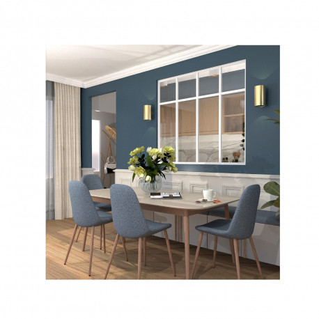 Verrière d'intérieur en aluminium - 4 vitrages avec traverses décoratives - Noir - 139 x 123 cm