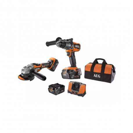 Pack Perceuse-visseuse à percussion - Meuleuse - 18V AEG Brushless - 2 Batteries 5,0Ah - Chargeur - JP18A2-502B