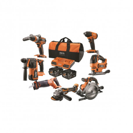 Pack AEG artisan 7 outils 18V - 2 Batteries 5,0Ah - Chargeur - JP18B6-502B