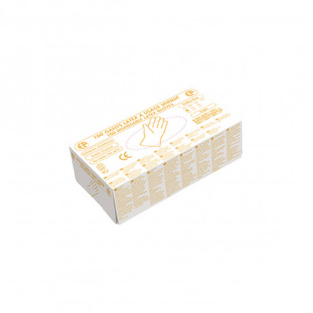 Boite de 100 gants latex à usage unique EUROTECHNIQUE - Taille M / 7-8