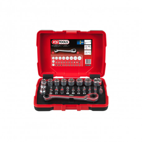 Coffret de douilles traversantes de 5 à 14mm et embouts de vissage 1/4 KS TOOLS, 31 pcs - Photo 1
