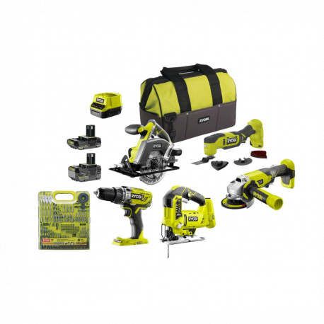 Pack RYOBI complet 5 outils - 2 batteries 2.0Ah et 4.0Ah - 1 chargeur - R18CK5A-242SL