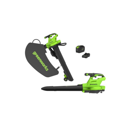 Souffleur aspiro-broyeur Brushless 48V GREENWORKS - Batterie 4,0Ah et chargeur - GD48BVIIK4 - Photo 1