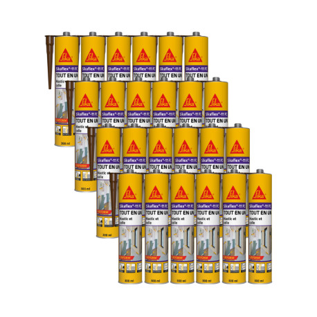 Lot de 24 mastics colle multi-usages SIKA Sikaflex 11 FC Purform - Marron - 300 ml