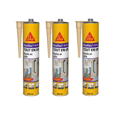 Lot de 3 mastics colles multi-usages SIKA Sikaflex 11 FC Purform - Beige - 300 ml