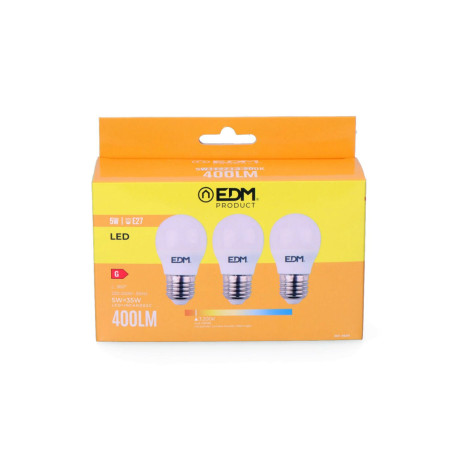Kit 3 ampoules LED E27 5W 400lm lumière chaude EDM - 3200K - 98201 - Photo 2