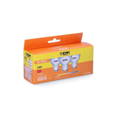 Kit 3 Ampoules LED GU10 5W 450lm 3200K Lumière Chaude EDM - Réf. 98208 - Photo 2