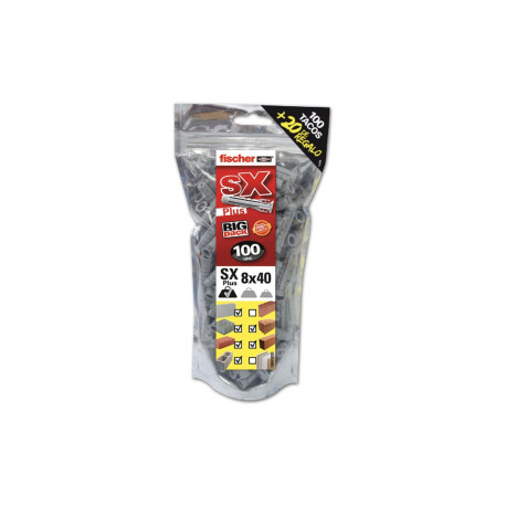 Cheville SX Plus 8 x 40 mm - Big Pack 100 + 20 unités gratuites - Fischer - Réf. 96053 - Photo 1