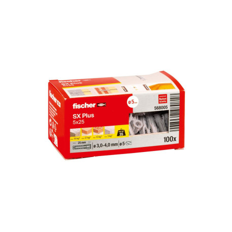 Cheville SX Plus 5x25 mm - Fixation robuste Fischer - Réf. 96055 - Photo 1