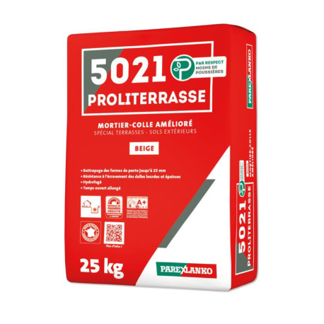 Mortier-colle amélioré spécial terrasses PAREXLANO 5021 Proliterrasse - Beige - 25kg