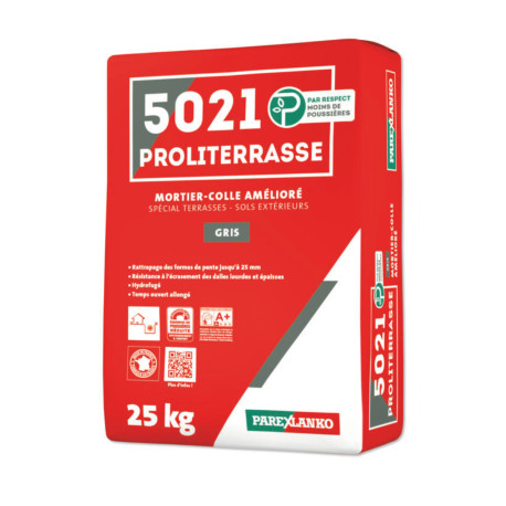 Mortier-colle amélioré spécial terrasses PAREXLANO 5021 Proliterrasse - Gris - 25kg