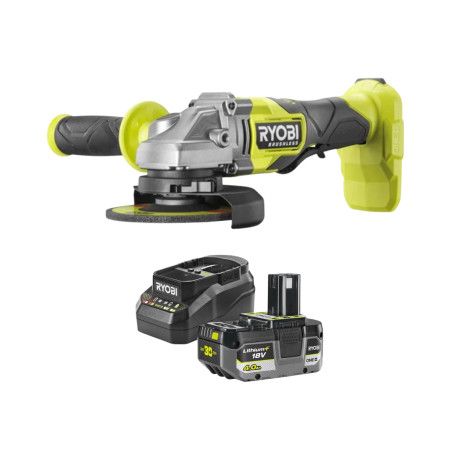 Meuleuse d'angle RYOBI 18V One+ Brushless RAG18BL - 125mm - Batterie 4,0Ah et chargeur