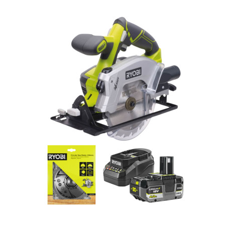 Scie circulaire RYOBI 18V One+ RWSL1801M - 150 mm - Batterie 4,0Ah et chargeur - Seconde lame 150 mm 40 dents