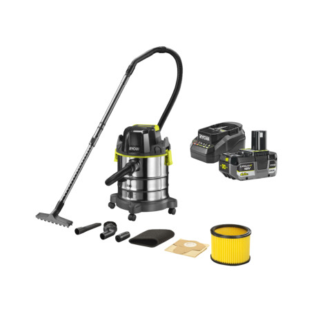 Aspirateur eau et poussière RYOBI 18V One+ R18WDV - Batterie 4,0Ah et chargeur