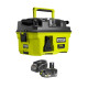 Aspirateur d'atelier RYOBI 18V One+ RV1811 - Batterie 4,0Ah et chargeur
