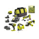 Pack RYOBI complet 5 outils - 2 batteries 4.0Ah et 1 batterie 2.0Ah - 2 chargeurs - Coffret 90 accessoires