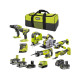Pack RYOBI Combo 8 outils - 4 batteries (2 x 5,0Ah, 1 x 4,0Ah et 1 x 2,0Ah) - 2 chargeurs
