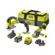 Pack RYOBI Combo 3 outils - 2 batteries 4,0Ah et batterie 2,0Ah - 2 chargeurs