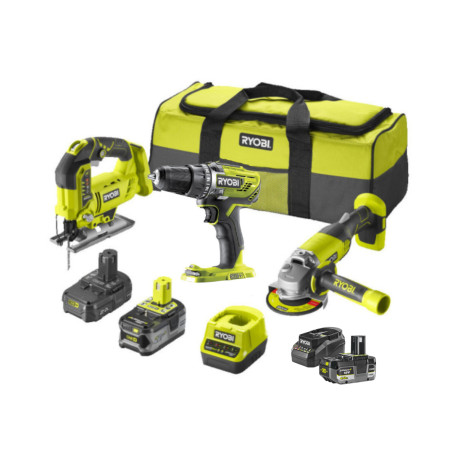 Pack RYOBI Combo 3 outils - 2 batteries 4,0Ah et batterie 2,0Ah - 2 chargeurs