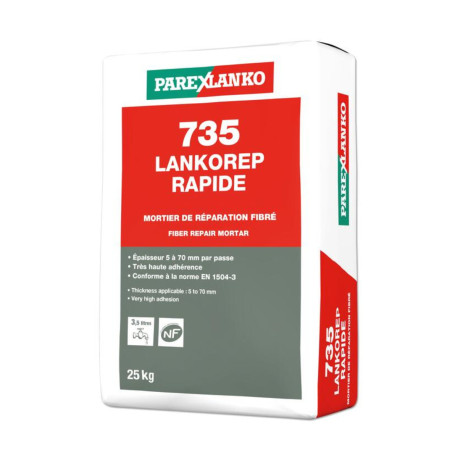 Mortier réparation fibré PAREXLANKO 735 Lankorep Rapide - 25kg