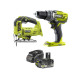 Pack Perceuse-visseuse et Scie sauteuse pendulaire RYOBI 18V One+ - Batterie 4,0Ah et chargeur